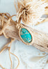 Oval Chrysocolla Pendant with Amethyst Beads- Macramé Cord