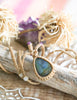 Tear Drop Labradorite Pendant with Amethyst Beads~ Macramé Cord