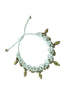 White Macramé Anklet with Brass Charms
