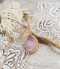 Tear Drop Rose Quartz Pendant with Moonstone Beads- Macramé Cord