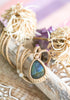 Tear Drop Labradorite Pendant with Moonstone Beads~ Macramé Cord