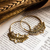 Lotus Hoop Earrings - Brass
