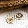 Feather Spiral Earrings - Brass