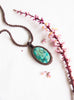 Oval Chrysocolla Pendant - Macramé Cord