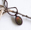Oval Unakite Pendant~ Macramé Cord
