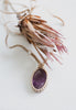 Oval Amethyst Pendant with Moonstone Beads~  Macramé Cord