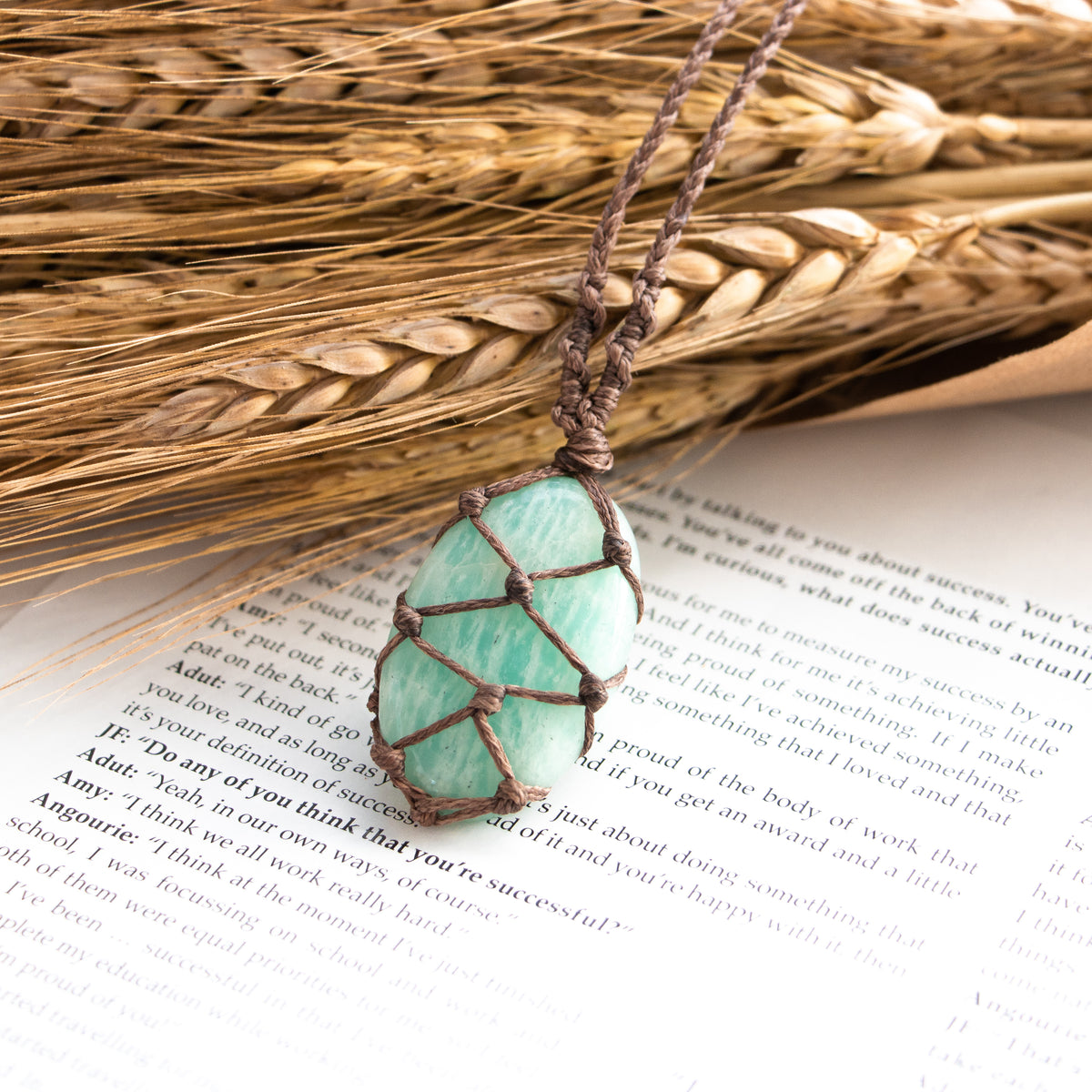 Amazonite Net Pendant- Macramé Cord – Meelah Collections