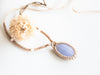 Blue Lace Agate Pendant with Moonstone Beads~ Macramé Cord