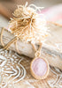 Oval Rose Quartz Pendant with Moonstone Beads~ Macramé cord