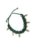 Forest Green Macramé Anklet with Brass Charms