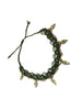 Olive Green Macramé Anklet with Brass Charms