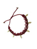 Red Macramé Anklet with Brass Charms