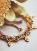 Multi Coloured Macramé Anklet with Brass Charms