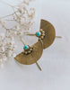 Fan Turquoise Earrings - Brass